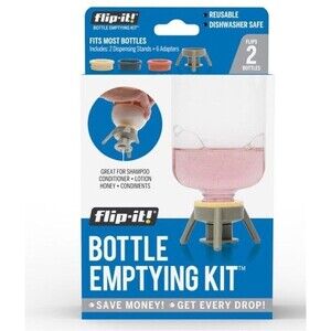 Flip-It! Reusable Bottle Emptying Kit Cap w/2 Cap(s), Stands, and 6 Adapters